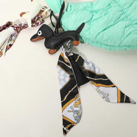 DACHSHUND Wiener Dog Lovers Purse Bag Charm with Scarf in 4 Color Options NEW - Picture 6 of 7